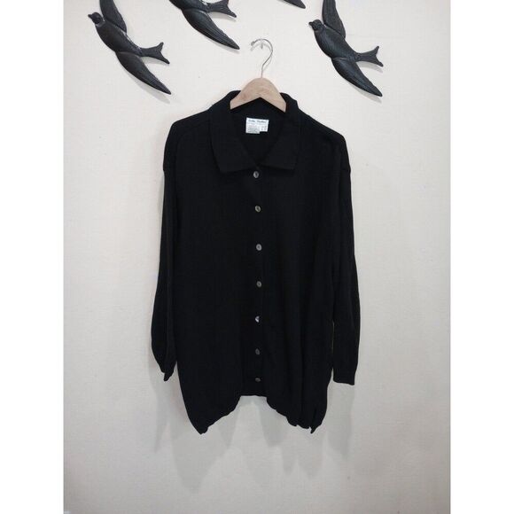 Ulla Popken Plus Size Black 100% Cotton Relaxed Fit Cardigan Sweater 24/26 / 3X - Picture 6 of 9